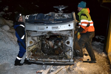 her blir frontet på donorbilen hentet